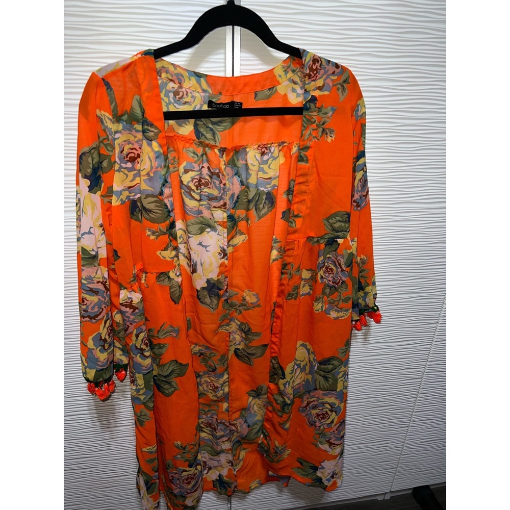 Boohoo orange floral beach coverup